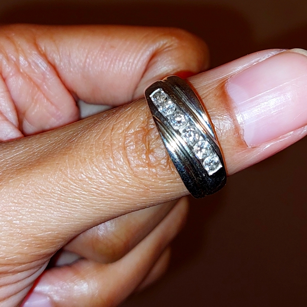 14K Men's Diamond Wedding Ring Band